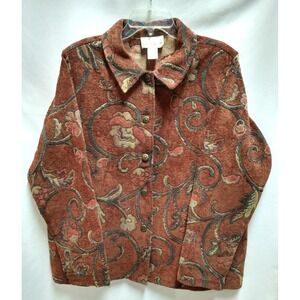 womens SUSAN GARVER STYLE unlined TAPESTRY TYPE FABRIC jacket, size XL, COLORFUL